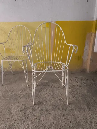 4 Sillas Jardín Hierro Forjado Blancas