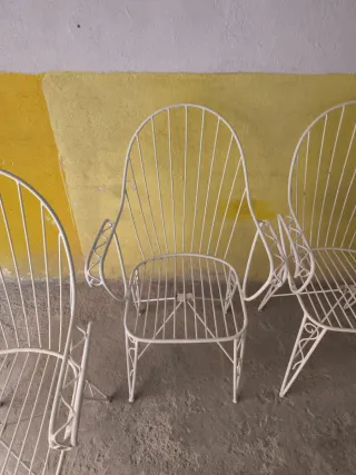 4 Sillas Jardín Hierro Forjado Blancas