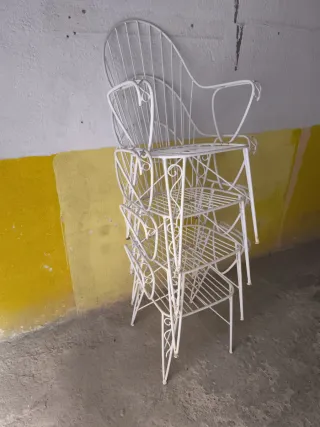 4 Sillas Jardín Hierro Forjado Blancas