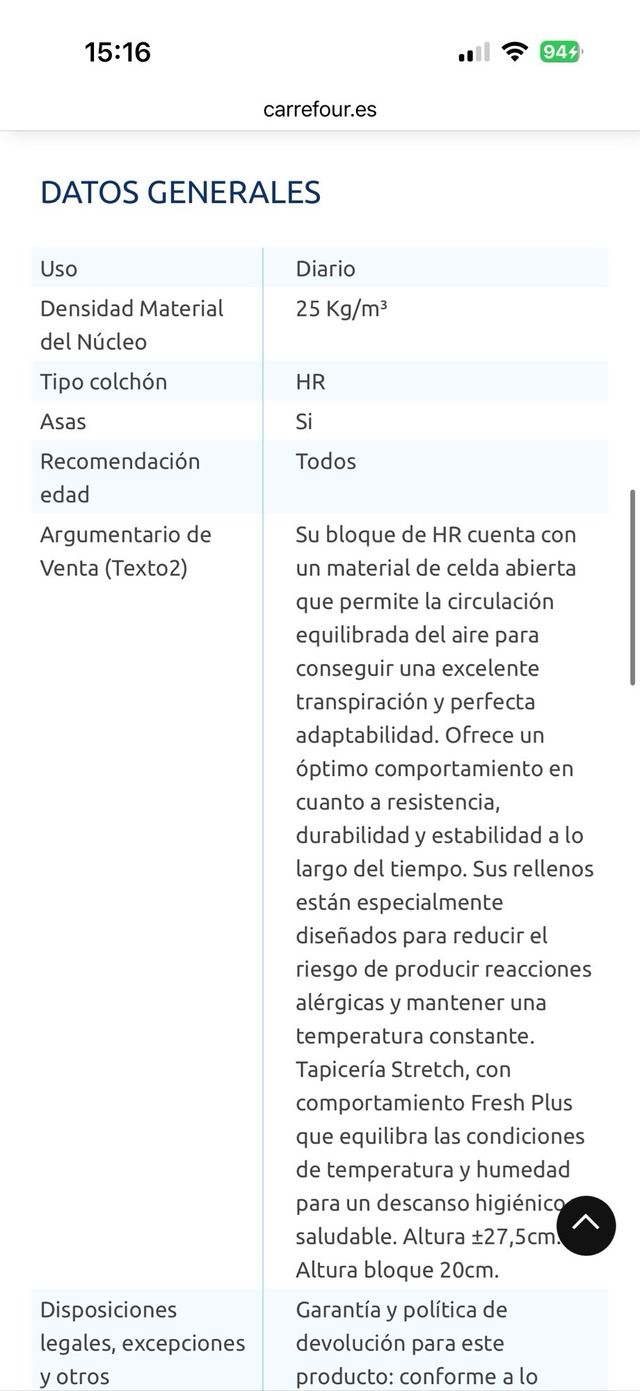 Colchón Flex Harmony 135x190