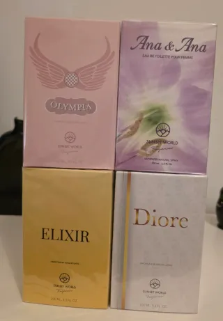 Lote 4 perfumes mujer Sunset World