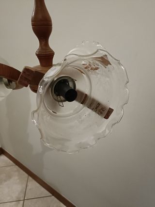 Candeeiro Teto Madeira e Vidro