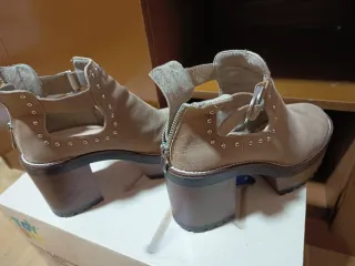 Botines Beige/Marrón Tacón Grueso