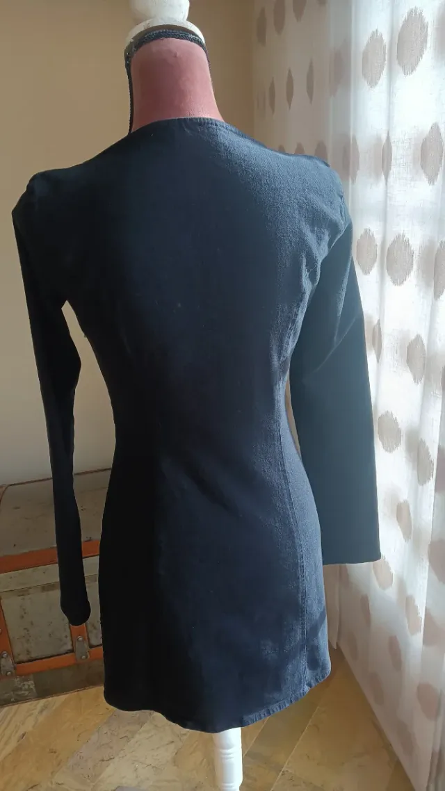 Vestido negro manga larga talla S
