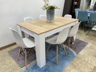Mesa Comedor + 6 Sillas Nórdicas