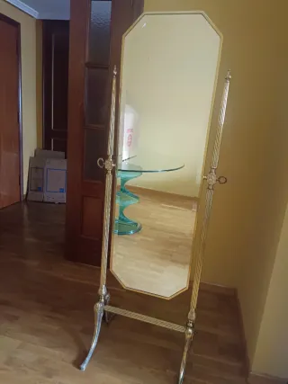 Espejo antiguo latón octogonal