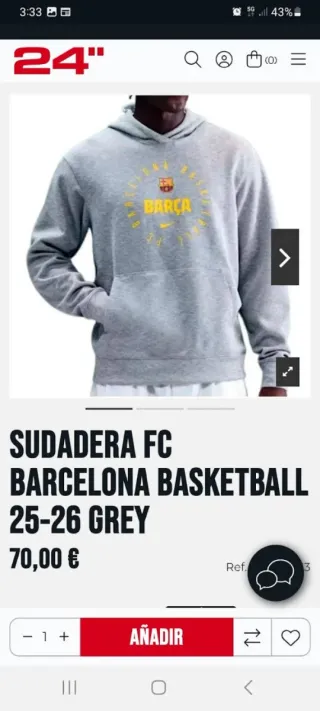 Sudadera Oficial FC Barcelona Basket Nike Gris