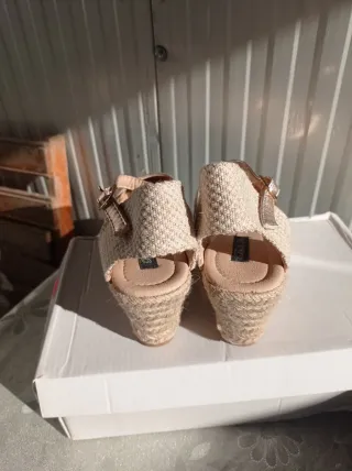 Sandalias esparto mujer talla 37 doradas rosa