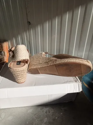 Sandalias esparto mujer talla 37 doradas rosa