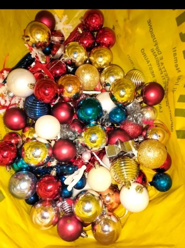 Palline Natale Vintage Rosse, Gialle, Blu