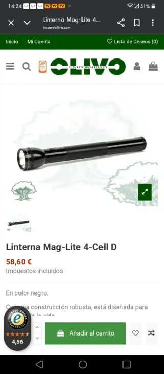 Linterna Mag-Lite 4-Cell D Negra