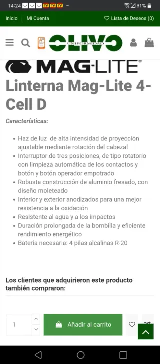 Linterna Mag-Lite 4-Cell D Negra