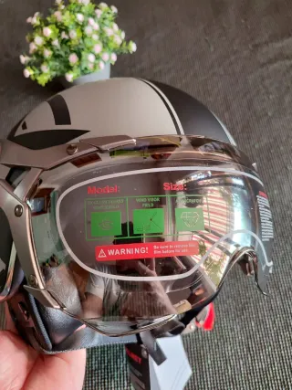 Casco Jet Retro Talla M Gris Estrella Unisex