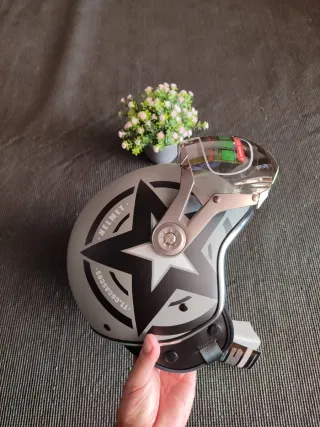 Casco Jet Retro Talla M Gris Estrella Unisex