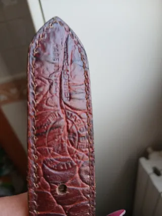 Cintura in pelle e tessuto con fibbia e cestino go