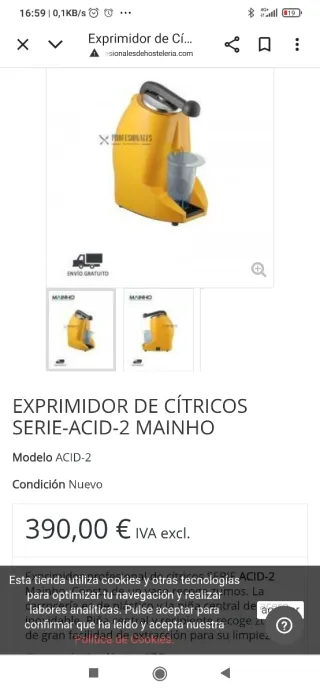 Exprimidor Cítricos Industrial Mainho ACID-2