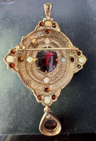 Broche colgante vintage oro con granate