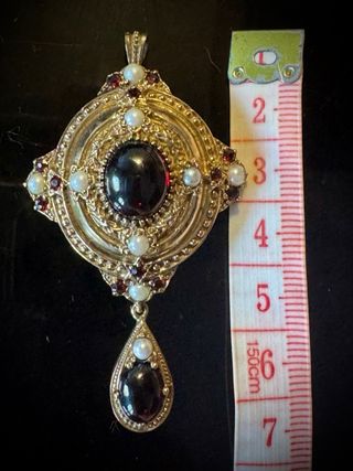 Broche colgante vintage oro con granate