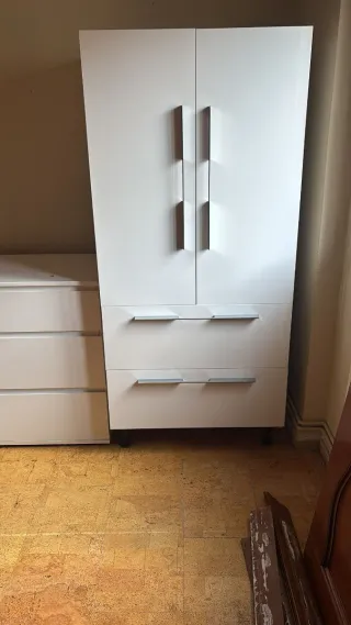 Armario blanco 2 puertas con cajón