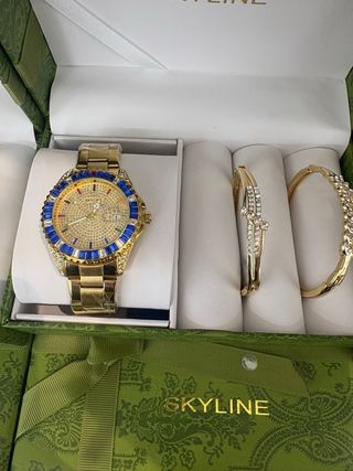 Set Orologi Skyline Acciaio Blu Oro
