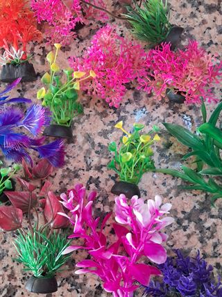 Decoração Aquário Plantas Artificiais Coloridas