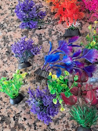 Decoração Aquário Plantas Artificiais Coloridas