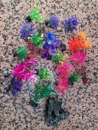 Decoração Aquário Plantas Artificiais Coloridas