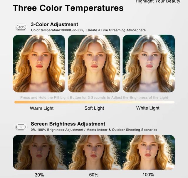 Pantalla Monitor Selfie con Luz y Sonido