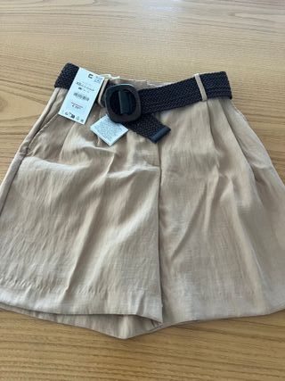 Bermuda Zara camel con cinturón trenzado Talla XS