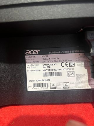Monitor Acer KG272 - Pantalla Rota