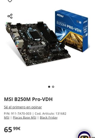 Placa Base MSI B250M Pro-VDH LGA1151