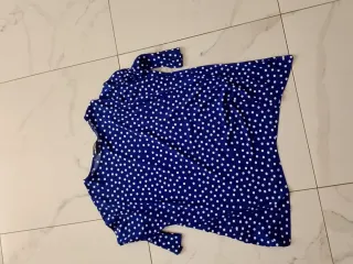 Maglia donna NINA LEONARD pois blu/bianco M