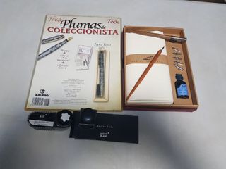 Set de caligrafía, plumas y tintero