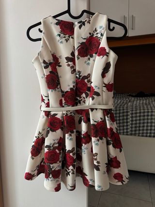 Vestito bambina svasato fantasia rose