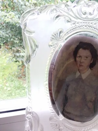 Antica cornice in vetro trasparente