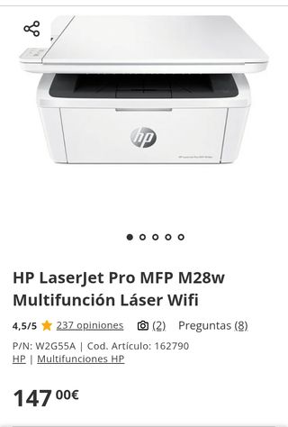 HP LaserJet Pro MFP M28w Impresora Multifunción Láser Mono Wi-Fi