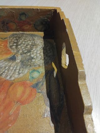 Vassoio in legno con decoupage foglie autunnali