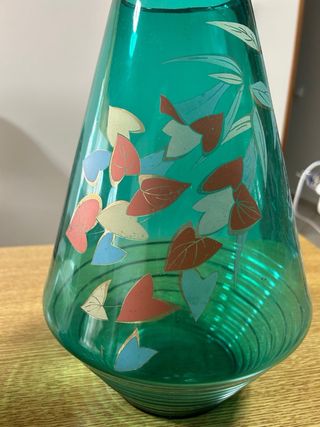 Posacenere in vetro verde con bordo oro