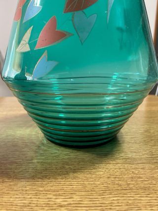 Posacenere in vetro verde con bordo oro