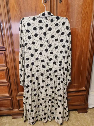 Vestido mujer lunares beige y negro