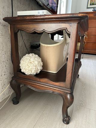 Mesa Auxiliar Cristal y Madera