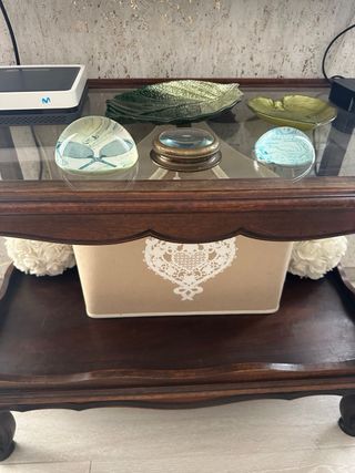 Mesa Auxiliar Cristal y Madera
