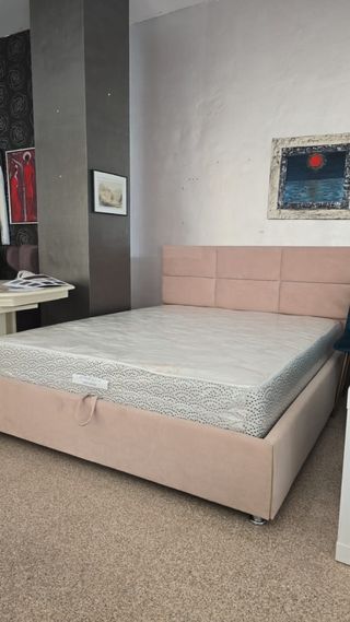cama doble nueva velour rosa