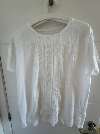 Blusa blanca bordada verano talla XL