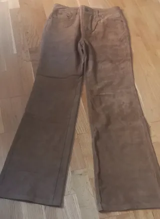 Pantalón MNG Cuero Acampanado Marrón