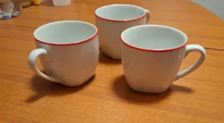 3 Tazze da tè con bordo rosso