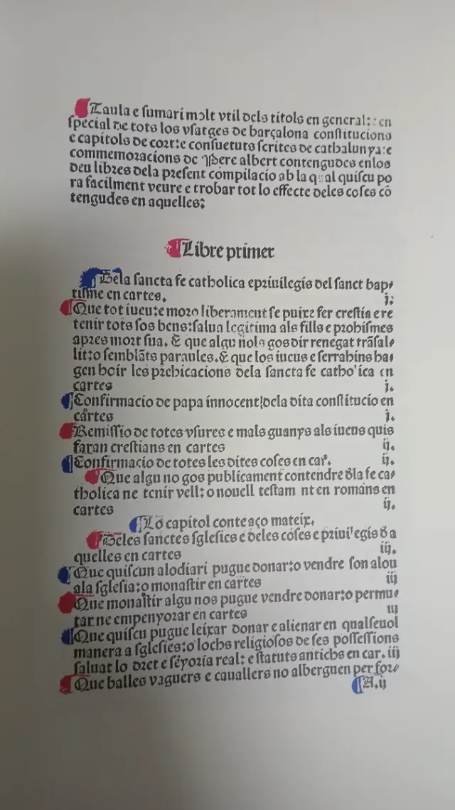 Constitucions de Catalunya incunable de 1495