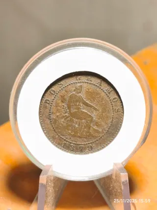 Moneda Antigua 1870 Dos Gramos 2 céntimo 1870
