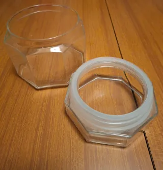 Barattolo vetro esagonale con coperchio