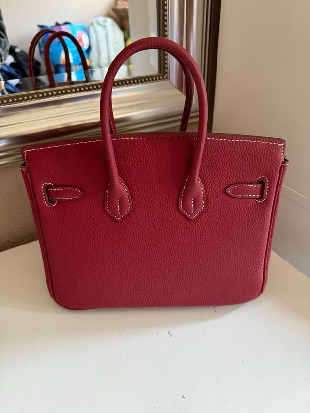 Borsa rossa stile Birkin da 25 cm